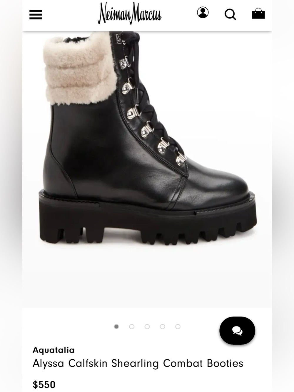 Aquatalia Alyssa Calfskin Shearling Combat Booties Made in Italy